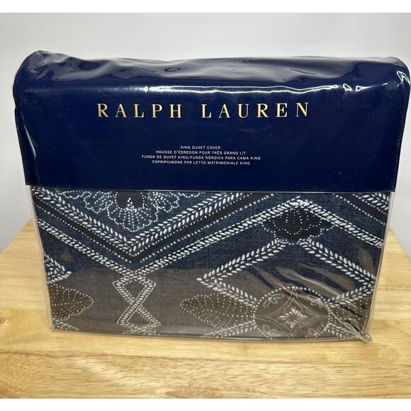 Ralph Lauren Duvet Cover King Francois Geometric‎ Designer Bedding 108x96 New - Picture 1 of 6